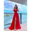 Vestido vermelho um ombro splitysexlong dama de dama de honra Memória Doce Memória Noiva PROM PROMATURAÇÃO DO VESTUDOS DE CASAMENTO DA FESTA DE CASAMENTO 240408