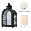 Porta di candele Porta vintage Lanterne decorative Memoriale di lanterna appesa al ferro nero retrò con matrimoni decorazioni per la casa