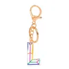 Keychains Lonyards Transparent à rayures acrylique 26 Lettres anglaises couleur bijoux de bijoux pendentif bricolage accessoires de porte-clés