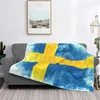 Coperte coperta bandiera svedese per il divano letto di viaggio nazionale giallo blu cultura concetto