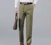 Reine Baumwoll -Gentleman losen dickes lässiges Geschäft mit hoher Taille Arbeit elastischer Festkörper -Hosenhosen Hose