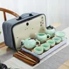 マグカップセラミックティーポット1ポット4カップ屋外旅行トートバッグセットTCUP Teasetチャイニーズティー