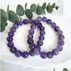 Stron en perle Amethystes Natural Bracelet Light Light Purple Energy Stone Femmes Stretch Gift Bijoux Drop Livraison Bracelets DHX5B