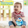 Baby Penguin Roly Poly Toys for 0-18M Infant Tummy Time Tumbler Wobbler Toy Bell Blink Eyes Newborn Rattles Silicone Teether