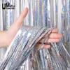Party Decoration 2.5M Shiny Metallic Tinsel Foil Fringe Curtains Wedding Birthday Backdrop Event Streamers Colorful Bling Decor