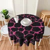 Table Cloth Pink And Black Giraffe Round Tablecloth Animal Print Design Cover For Living Room Dining Funny Waterproof