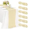 Table Cloth 6Pcs Gauze Cloths European Decorative Ruffled Runners For Wedding Party Decorations Durable (Creamy-White)