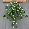 Decorative Flowers Artificial Plants Wall Hanging Green Lvy Leaves Grape Rose Vine Home Wedding Garden Decoration Silk Flower