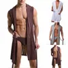 Home Clothing Breathable Men Pajamas Wedding Sleeveless White/Gray/Brown Icy Silky Milk Silk Bathrobes Casual Fashion