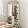 Chambre ménage multicouche à porte unique pliage de rangement armoire de rangement casier pliable armoire à poussière étagères