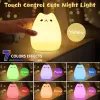 LED Cat Night Light for Kids Silicone Cute Cat Nursery Night Lights Portable Multicolor Christmas Gifts for Baby Children