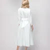 Casual Dresses Autumn Pleated Shirt Dress Fashion A-Line Single Breasted Turn-Down Collar High midje Solid Mini 2024 ROBES
