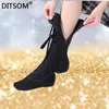 Dance Shoes High Boots For Women Canvas Side Zip And Lace Up Soft Ballet Jazz Dancing Street Girls Stage Performance