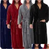 Men's Sleepwear Men Men Coral Lão de cor sólido colorido bolsões de banho longos vestido de pijamas de pijamas de pijamas.