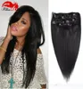 Hannah Product Human Hair Extensionsのフルヘッドクリップ天然黒髪クリップ10ピースストレートブラジルのヘアクリップエクステンション8332627