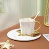 Mugs Nordic Irregular Ceramic Coffee Mug Creative Gold-painted Handle Fashion Star And Moon Shape Cup Saucer