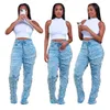 Mujeres Jeans vintage de mujeres Sexy Y2K Streetwear Casual Tassel Fringe STRING Pantalones de mezclilla