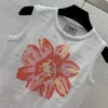 Diseñador de camisetas sin mangas de mujer Camisa de punto Y2K con patrón de flores temperamento de moda