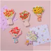 Maignants de réfrigérateur Aimmations de fleurs en résine Stickers Sunflower Rose Tips Carnation pour Whiteboard Office PO Cabinet à Drop Livrot Home Garde DHR81