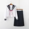 Japan Style Schoolgirl Sailor Seifuku passar JK Basic Japanese School Uniform Anime Cosplay Costumes Women Söta veckade kjol