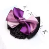 Double tulle bowknot chigne snood femmes coiffures dame hair clip couvercle net élégant lace en dente