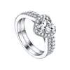 Ringos de cluster Wind Wedding S925 Sterling Silver Creative Heart Moda do anel de diamante simulado anel de diamante feminino