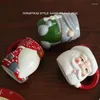 Mugs European Style Hand Painted Santa Claus Shape Ceramic Mug Ornaments Living Room Kitchen Bar Milk Coffee Cup Christmas Decoration