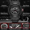 Нарученные часы Lige Fashion Sport Watch Men Men Big Dial Dual Display Watch Waterpronation 5bar светодиодные будильники Человек цифровые военные часы.