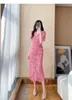 Abiti per feste Tingfly Runway Fashion Fashion Summer V Neck Single Sfritto Midi Long Bodycon Night Lady Lady Chic Casual Elbise