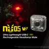 Nitecore Nu05 V2 Kit Koplamp USB oplaadbaar 4*High Performance LED's 40 Lumen Wit/rood licht voor reddingsfiets