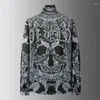 Men's Casual Shirts Horse Waist Flower Paired High Definition Printed Long Sleeved Shirt Fashion Non Iron