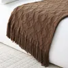 Decken nordische Wurfdecke Strickbett Endtuch Home Decor Sofa Abdeckung Weiche Feste Farbgeometrische Bettspitze -Reiseschal