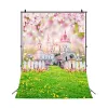 Joyeux Pâques décors de lapin Bunny Eggs Spring Flower Grassland Coltery Baby Shower Birthday Party Photography Back