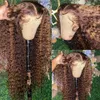 180 DENSITY Hoogtepaard Wig Human Hair Deep Wave Curly Gekleurde honing Blonde Lace frontale pruiken voor vrouwen ombre synthetische kanten voorpruik