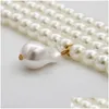 Chains European Creative Choker Necklaces Fashion Baroque Imitation Pearl Necklace Women Temperament Mti Layer Beads Access Drop Deliv Dhxkp