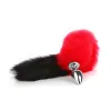 Sexy Flaming Red Fox Tail Anal Sex Toys with Detachable Smooth Metal Butt Plug for Fetish Anus Stimulate Adult Erotic Products