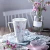 Tazze fresche e dolci in stile piccolo contorno retrò floreale in oro alto tazza di porcellana bella tazza da regalo per il latte tè caffè