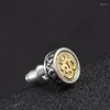 Brincos do garanhão Shape Rodada Vintage Six Word Truth Buddhism Amulet For Men Mulheres Charm de festas Presentes de joias