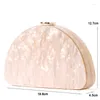 Evening Bags Fashion Semicircle Wallet Women Messenger Acrylic Beige Solid Dinner Handbags Woman Trendy Party Clutch Purse