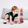 Baby Silicon Stacking Cups Montessori Building Block BPA Freizeitglas Spielzeug Frühes Bildungsstack Tower Geschenke für Jungen Mädchen
