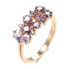 Ringos de cluster Kinel Shiny Purple Natural Zircon Bride Wedding for Women Trend 585 Rose Gold Color Diário