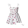 Meisjesjurken zomer kinderen meisjes strappy jurk kinderen mouwloos bedrukte baby katoen linnen linnen casual prinses vestidos kleding druppel d dhmgr