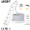 Adaptadores LENCENT UE Power Strip com 5 pontos de venda e 3 portas USB 5V/2.4A 4000W 8 em 1 soquete múltiplo com soquete de cabo 2/3m de interruptor ligado/off