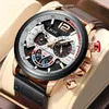 Montre-bracelets 2024 Lige Fashion Mens Watches Top Leather Watch For Men Sport Chronograph Militar