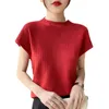 Kvinnors blusar Kvinnor Polyester Blend T-shirt stilfull kortärmad fasta färger andningsbara tygstorlekar för damer