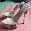 Buty taneczne Laijianjinxia PVC seksowny egzotyczny taniec na słupie Summer Women Kaptaki 15 cm Wysokie obcasy Rozmiar 34-46 K032