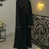 Ubranie etniczne Czarne abayas dla kobiet muzułmańskie diamenty z paskiem maxi sukienka Dubai Kaftan Turcja Saudyjska arabska kaftan marocain jalabiya