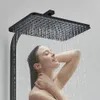 新しい黒の浴室シャワー蛇口ディスプレイサーモスタット蛇口降雨シャワーヘッド棚電気付きホットコールドミキサー