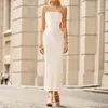 Casual Dresses Women's Dress Autumn Sleeveless Formal Wedding Guest Holllow midja Cutout Strapless Tube Top Solid Long Long