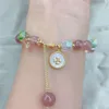 Designer de luxo Van Clover Bracelete feminino Flor de pêssego CRISTAL CRISTAL CLOVER BRACELETE COREIAN Lucky Strawberry Tassel Jewellery Gift